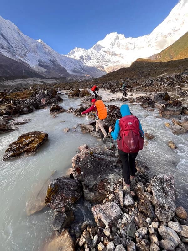 Walking toward Larkey Pass in Manaslu Trekking