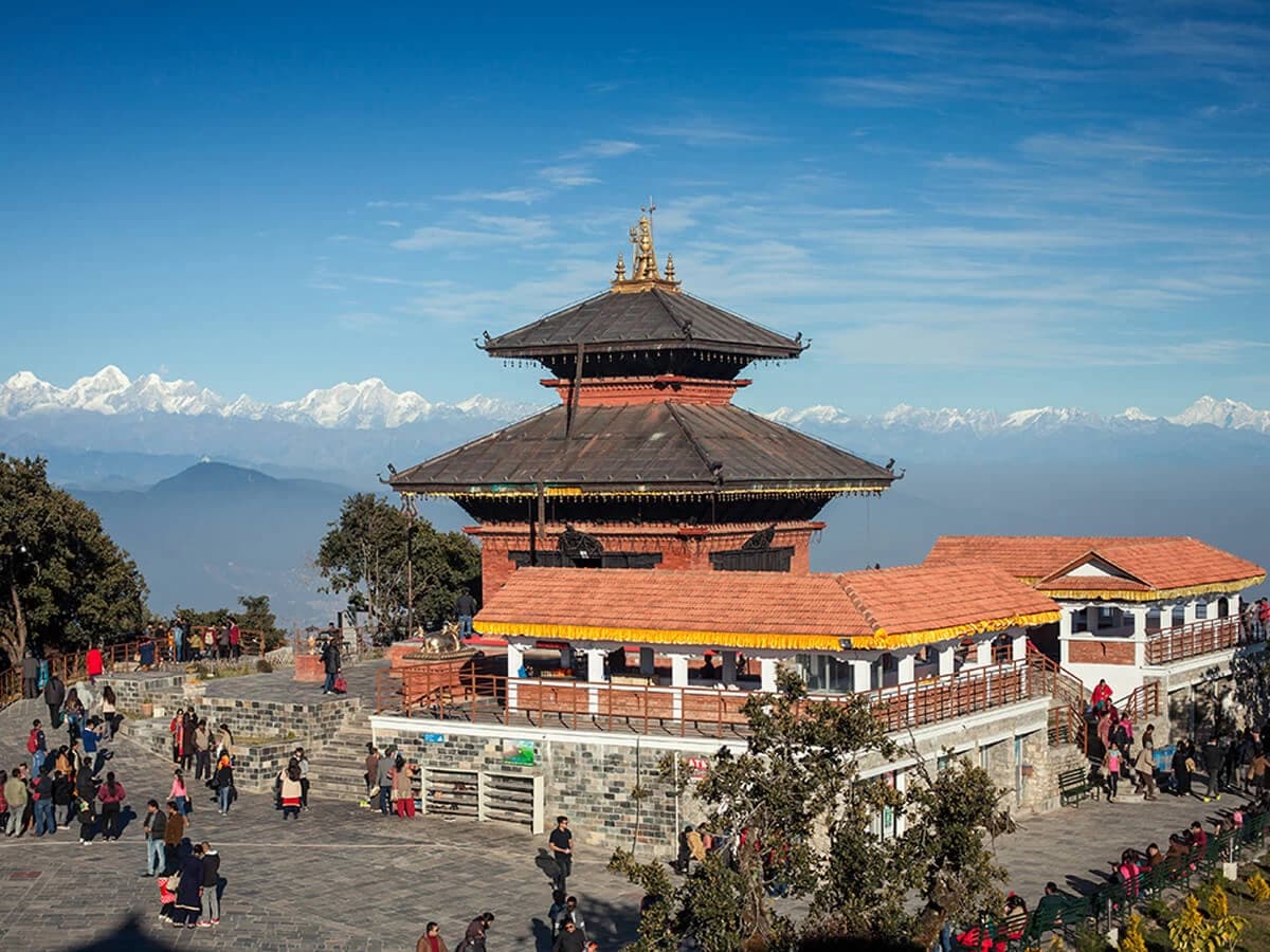 Chandragiri hill, Bhaleshwor Mahadev temple and mountains in the back drop