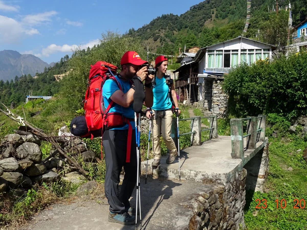 Trekkers in Briddim in Tamang Heritage Trail