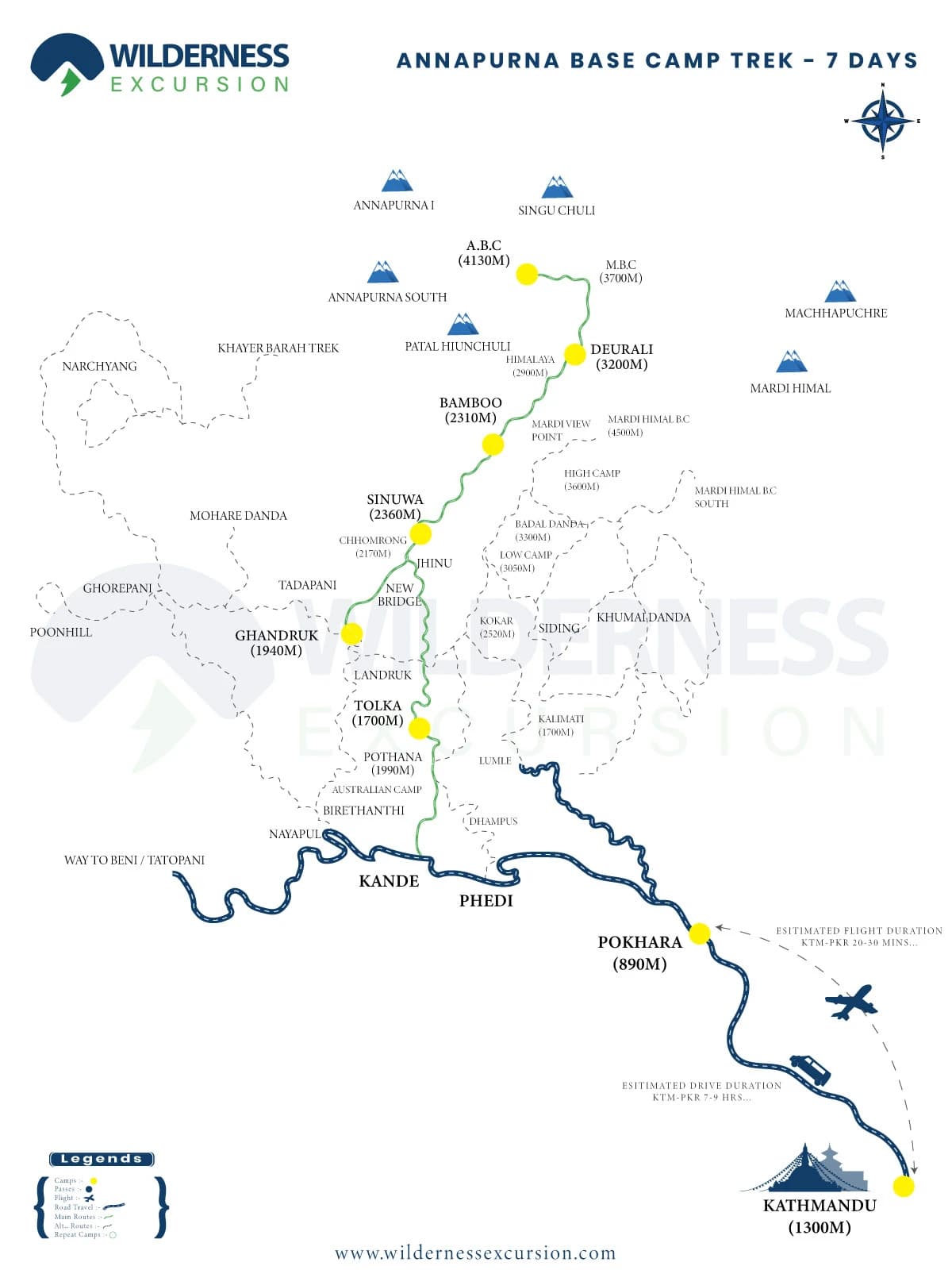 Annapurna Base Camp Trek Route Map