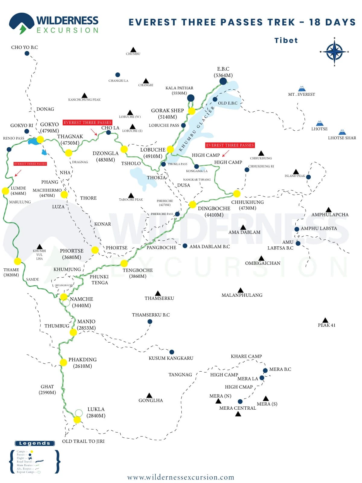 Everest Three Passes Trek Map
