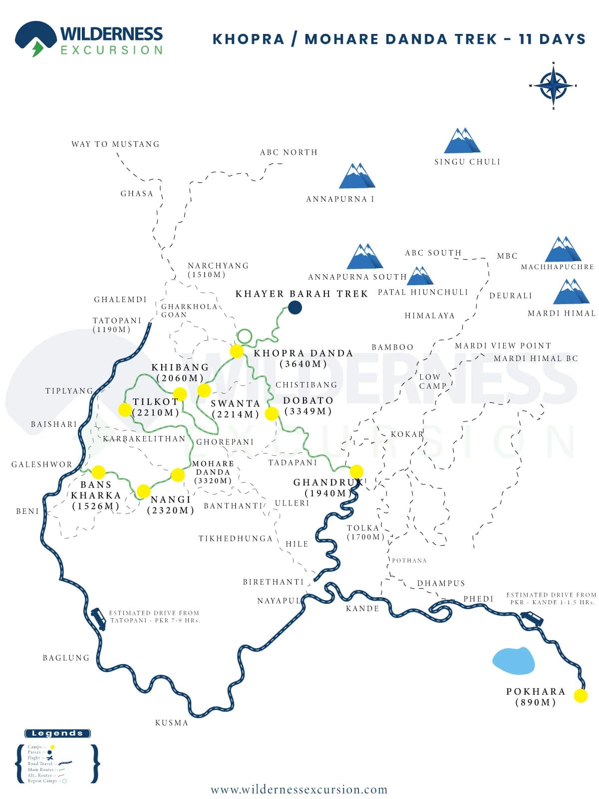 Mohare Danda and Khopra Trek Map