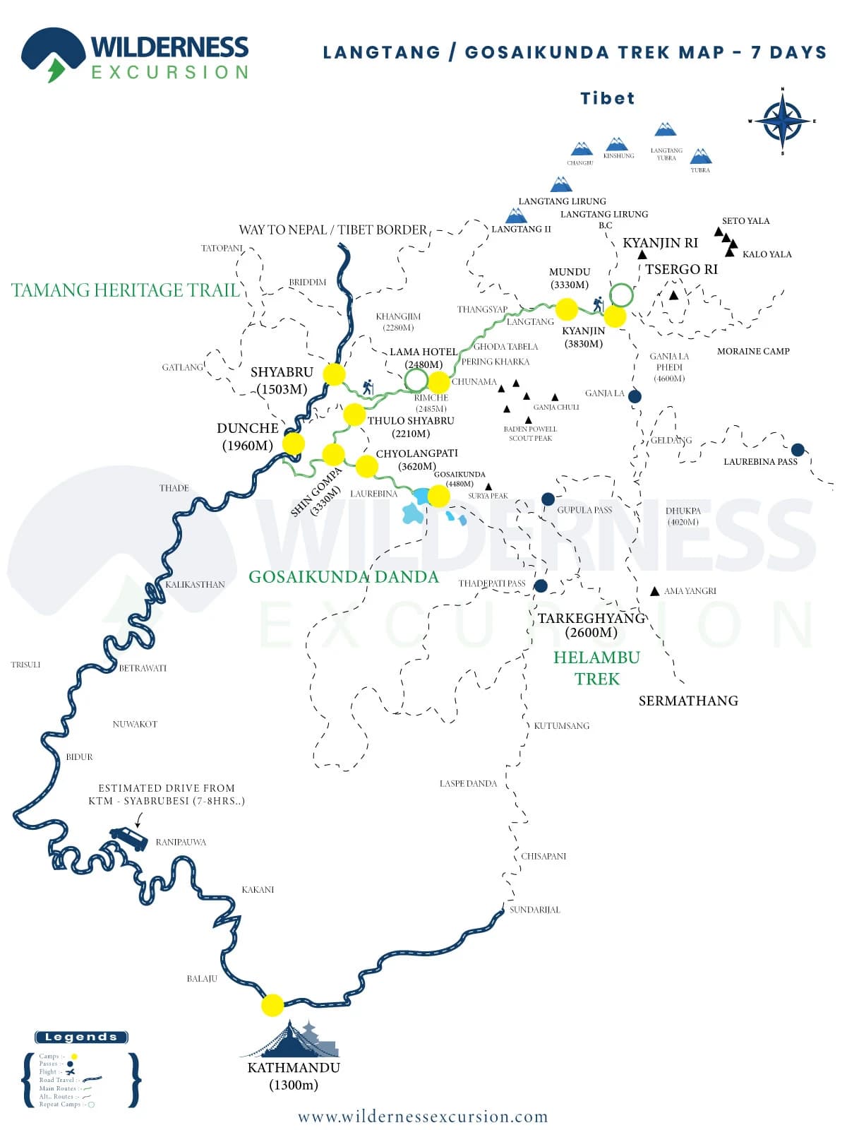 Langtang Gosaikunda Trek Route Map