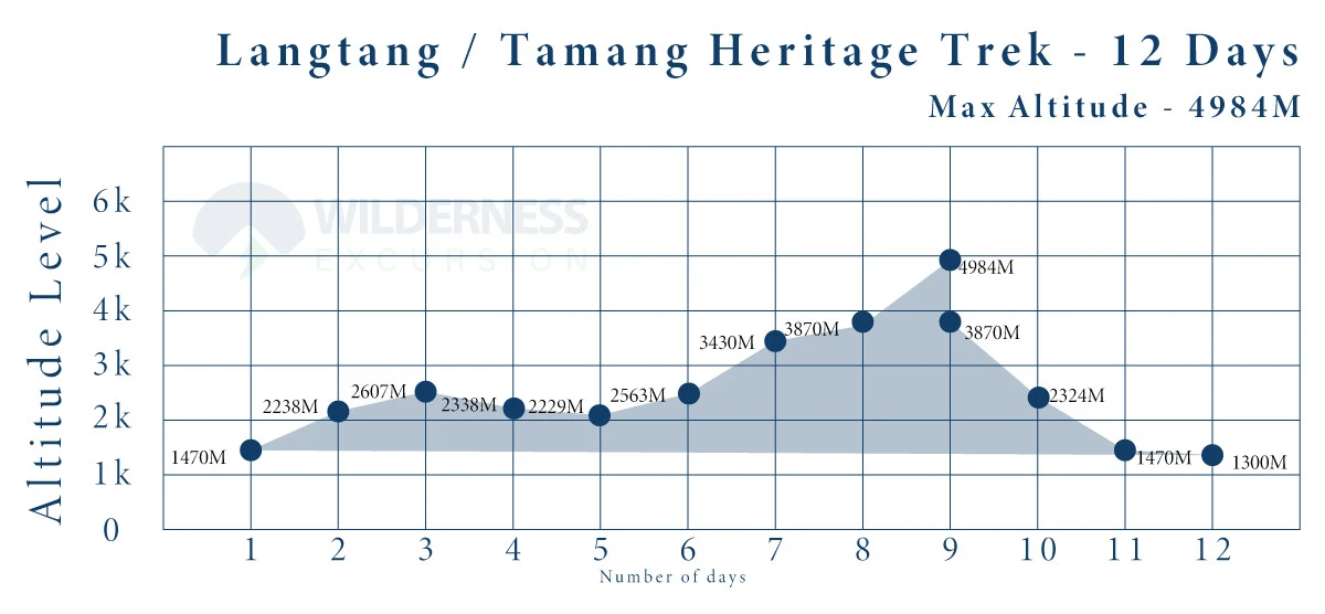 Tamang Heritage and Langtang Valley Trek Altitude Chart