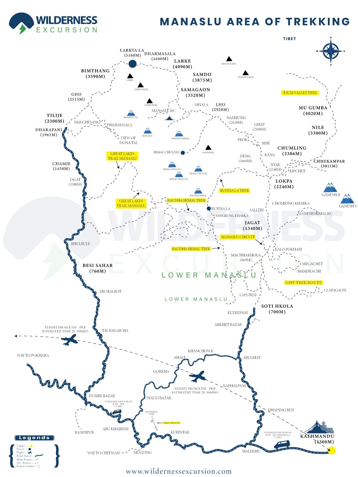 Lower Manaslu Trek Map