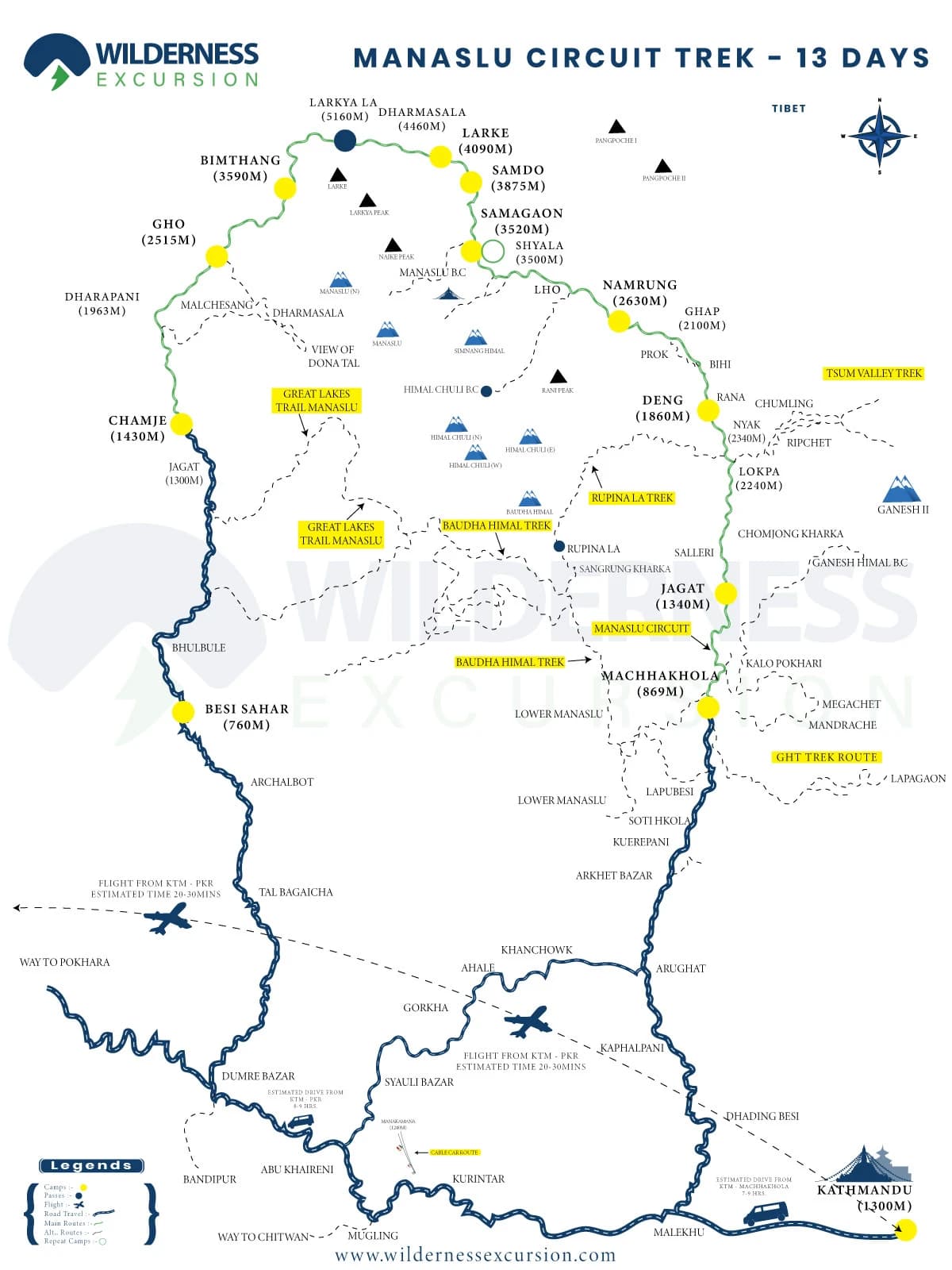 Manaslu Circuit Trekking Map