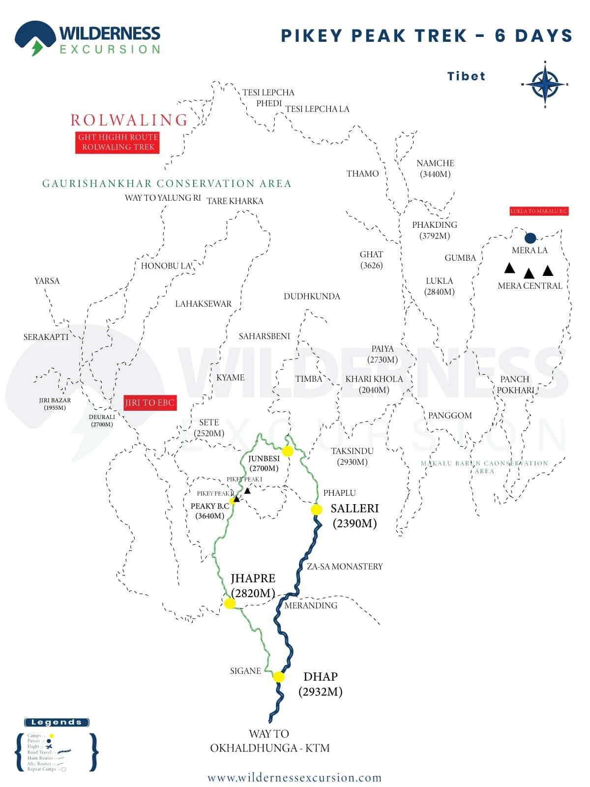 Pikey Peak Trek Route Map - 7 Days