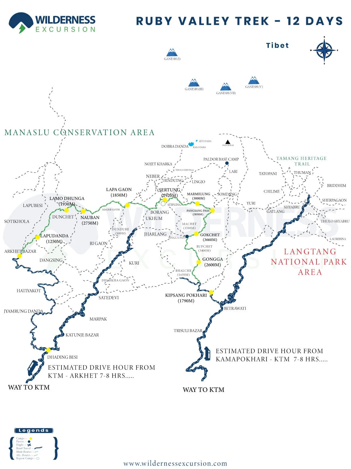 Ruby Valley Trek Route Map