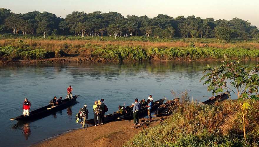 Crossing  Rapti River with  Canoe Ride in Chitwan