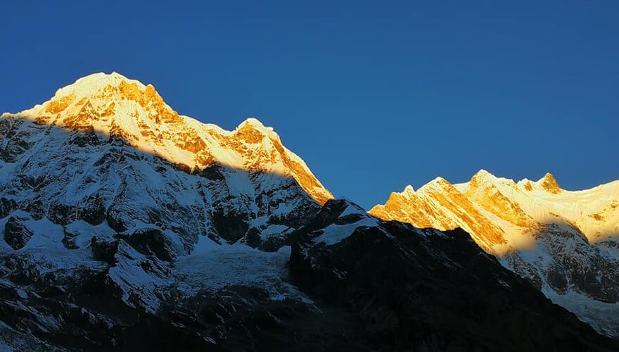 Sunset view on Annapurna from base camp