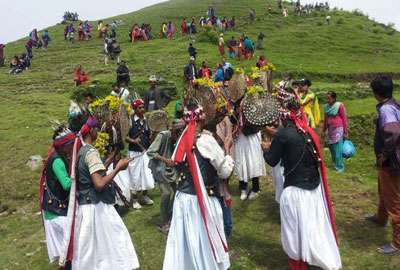 Native Nepali Shamans in indigenous people trail