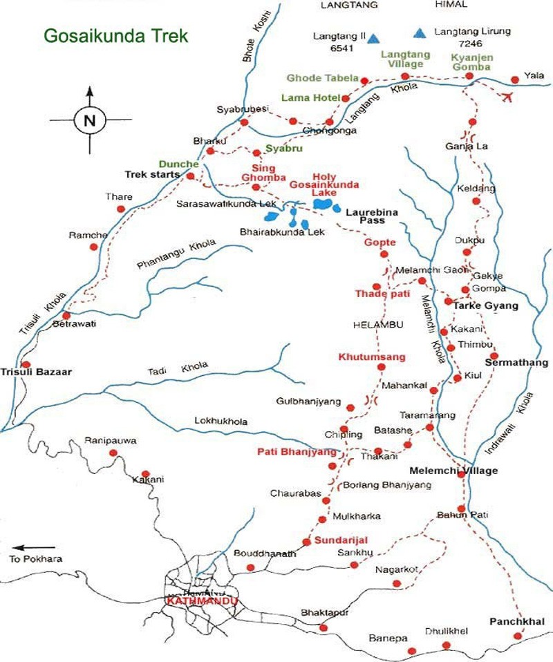 Langtang and Gosaikunda Trek - Map