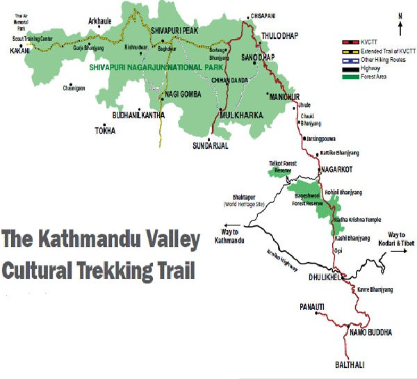 Dhulikhel Namobuddha Balthali  Hike - Map